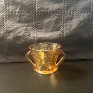 Vintage Amber Glass Sugar Bowl